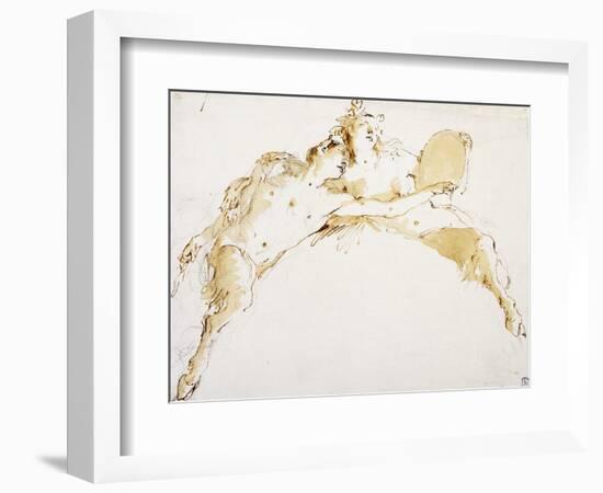 A Faun, his Left Arm Outstretched, and a Fauness holding a Tambour-Giovanni Battista Tiepolo-Framed Giclee Print