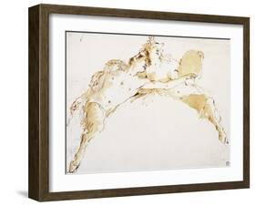 A Faun, his Left Arm Outstretched, and a Fauness holding a Tambour-Giovanni Battista Tiepolo-Framed Giclee Print