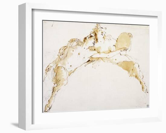 A Faun, his Left Arm Outstretched, and a Fauness holding a Tambour-Giovanni Battista Tiepolo-Framed Giclee Print