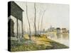 A February Morning in Moret-sur-Loing-Alfred Sisley-Stretched Canvas