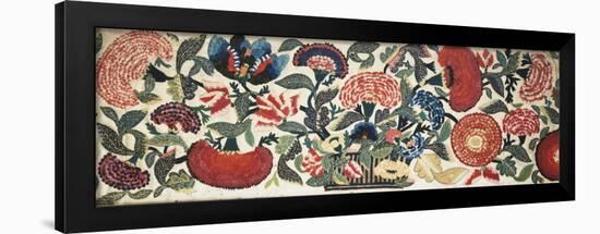 A Felt and Applique Panel with Embroidered Silk Highlights Depicting Carnations-null-Framed Giclee Print