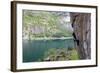 A Female Climber Tackles a Steep Cliff at Loven, Near Aurland, Western Norway, Scandinavia, Europe-David Pickford-Framed Photographic Print