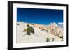 A Female Hiker Walks On Beautiful White Slickrock On Lower Muley Twist Trail In Capitol Reef NP-Ben Herndon-Framed Photographic Print