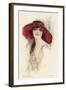 A Female Portrait in a Summer Dress and Hat-null-Framed Art Print