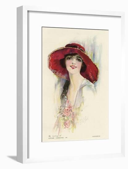 A Female Portrait in a Summer Dress and Hat-null-Framed Art Print