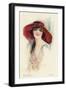 A Female Portrait in a Summer Dress and Hat-null-Framed Art Print