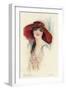 A Female Portrait in a Summer Dress and Hat-null-Framed Art Print