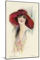 A Female Portrait in a Summer Dress and Hat-null-Mounted Art Print