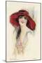 A Female Portrait in a Summer Dress and Hat-null-Mounted Art Print