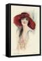 A Female Portrait in a Summer Dress and Hat-null-Framed Stretched Canvas