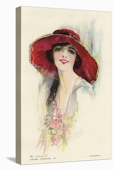 A Female Portrait in a Summer Dress and Hat-null-Stretched Canvas