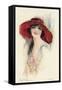 A Female Portrait in a Summer Dress and Hat-null-Framed Stretched Canvas