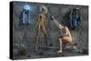 A Female Reptoid Standing over a Male Humanoid-Stocktrek Images-Stretched Canvas