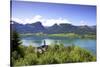 A Ferry Boat on Wolfgangsee Lake, St. Wolfgang, Austria, Europe,-Neil Farrin-Stretched Canvas