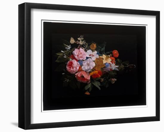 A Festoon of Roses, Honeysuckle, Lilies, Narcissi, Marigold, a Snake’S Head Fritillary, 17Th Centur-Nicolaes van Veerendael-Framed Giclee Print