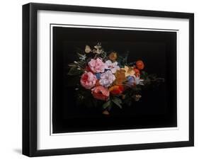 A Festoon of Roses, Honeysuckle, Lilies, Narcissi, Marigold, a Snake’S Head Fritillary, 17Th Centur-Nicolaes van Veerendael-Framed Giclee Print