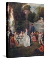 'A Fete Champetre', (Pastoral Gathering), 18th century, (1910)-Jean-Antoine Watteau-Stretched Canvas