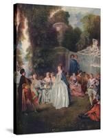 'A Fete Champetre', (Pastoral Gathering), 18th century, (1910)-Jean-Antoine Watteau-Stretched Canvas