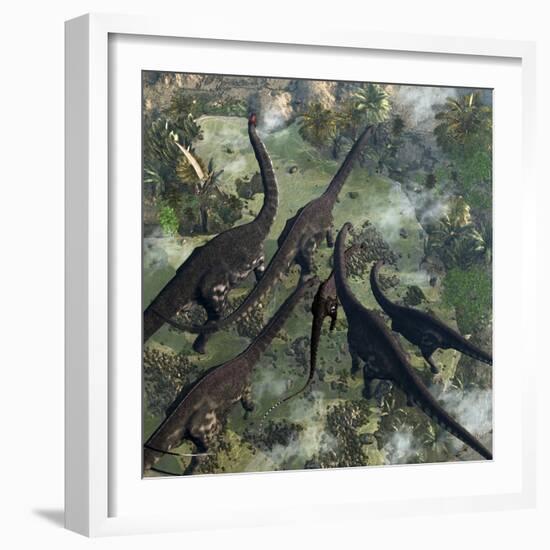 A Few Apatosaurus Join the Moving Herd-Stocktrek Images-Framed Art Print