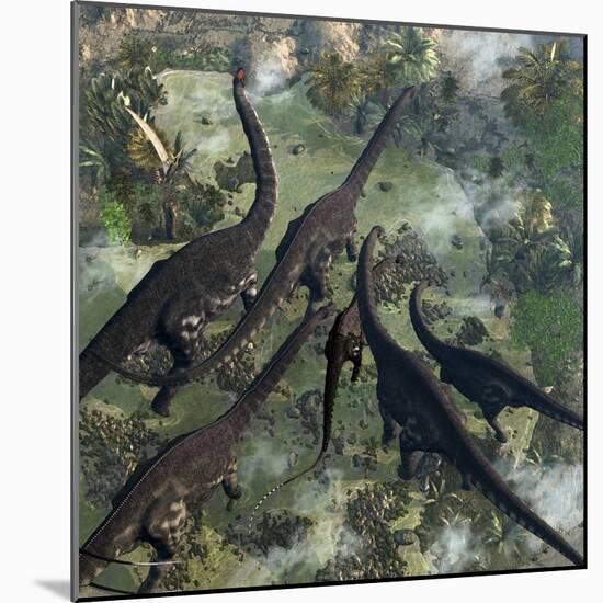 A Few Apatosaurus Join the Moving Herd-Stocktrek Images-Mounted Art Print
