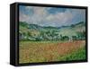 A field of poppies. Canvas.-Claude Monet-Framed Stretched Canvas
