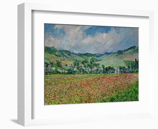 A field of poppies. Canvas.-Claude Monet-Framed Giclee Print