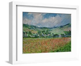 A field of poppies. Canvas.-Claude Monet-Framed Giclee Print