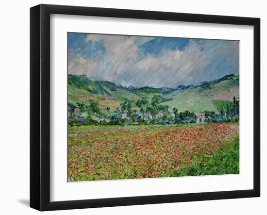 A field of poppies. Canvas.-Claude Monet-Framed Giclee Print