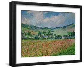 A field of poppies. Canvas.-Claude Monet-Framed Giclee Print