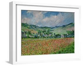 A field of poppies. Canvas.-Claude Monet-Framed Giclee Print