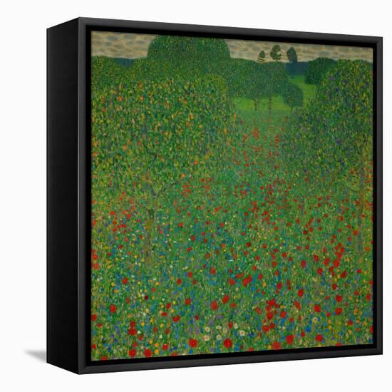 A field of poppies. Oil on canvas.-Gustav Klimt-Framed Stretched Canvas