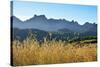 A field of rye at sunset with the mountain range of Pitoes das Junias in the background. Peneda Ger-Mauricio Abreu-Stretched Canvas