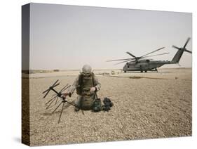 A Field Radio Operator Sets Up Satellite Communication-Stocktrek Images-Stretched Canvas