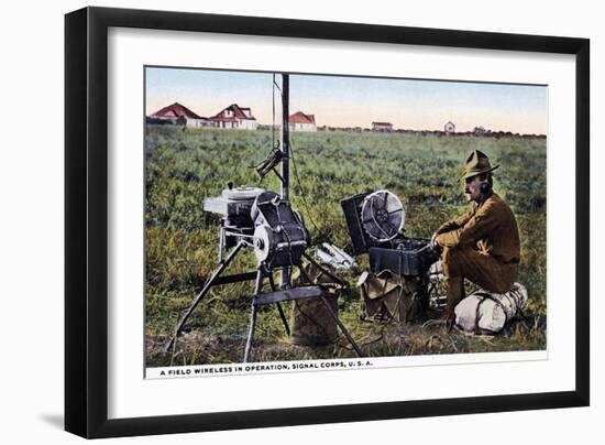 "A Field Wireless in Operation, Signal Corps, USA", 1916-null-Framed Giclee Print