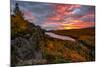 A Fiery Sunrise over Lake of the Clouds, Porcupine Mountains Sate Park. Michigan's Upper Peninsula-John McCormick-Mounted Photographic Print