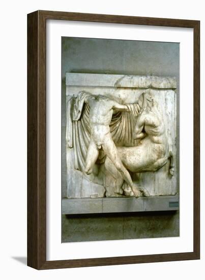 A Fight Between a Human Lapith and a Centaur, Metope from the Parthenon, C440 Bc-null-Framed Photographic Print