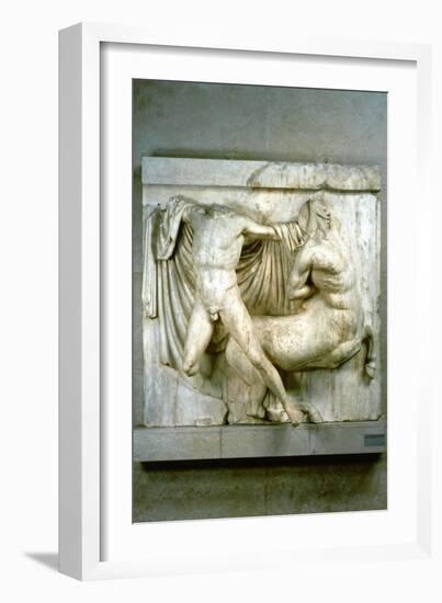 A Fight Between a Human Lapith and a Centaur, Metope from the Parthenon, C440 Bc-null-Framed Photographic Print