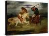 A Fight Between Knights-Eugene Delacroix-Stretched Canvas