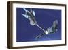 A Fighter Spacecraft Blasts a Large Enemy Battleship with a Laser Beam-Stocktrek Images-Framed Premium Giclee Print