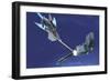 A Fighter Spacecraft Blasts a Large Enemy Battleship with a Laser Beam-Stocktrek Images-Framed Premium Giclee Print