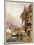 A Figure Beside a Building, Ghent, with Barges on the River Leye Beyond, 1833-Thomas Shotter Boys-Mounted Giclee Print
