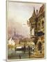 A Figure Beside a Building, Ghent, with Barges on the River Leye Beyond, 1833-Thomas Shotter Boys-Mounted Giclee Print