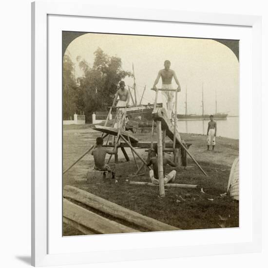 A Filipino Sawmill, Cebu, Philippines-Underwood & Underwood-Framed Photographic Print