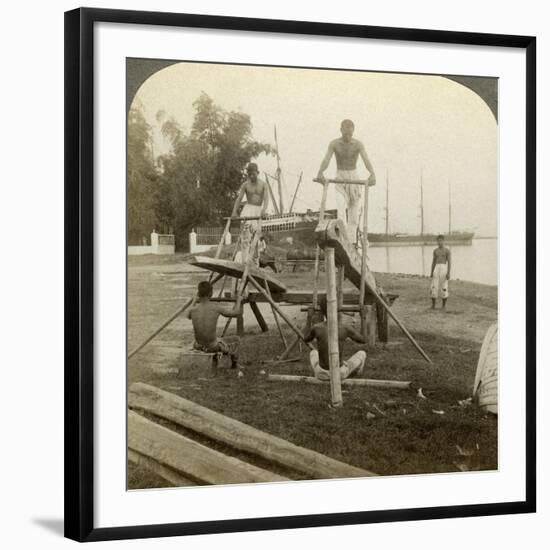 A Filipino Sawmill, Cebu, Philippines-Underwood & Underwood-Framed Photographic Print