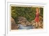 A Fine Catch, Girl Fishing-null-Framed Art Print