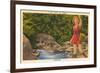 A Fine Catch, Girl Fishing-null-Framed Art Print