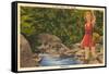 A Fine Catch, Girl Fishing-null-Framed Stretched Canvas