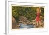 A Fine Catch, Girl Fishing-null-Framed Art Print