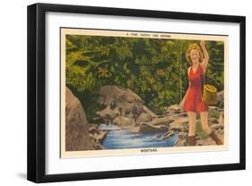 A Fine Catch, Girl Fishing-null-Framed Art Print