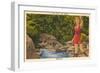 A Fine Catch, Girl Fishing-null-Framed Art Print